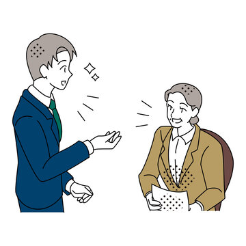 上司と部下の円滑なビジネスコミュニケーションイラスト