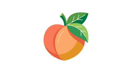 Fresh peach fruit flat vector illustration isolated on white background