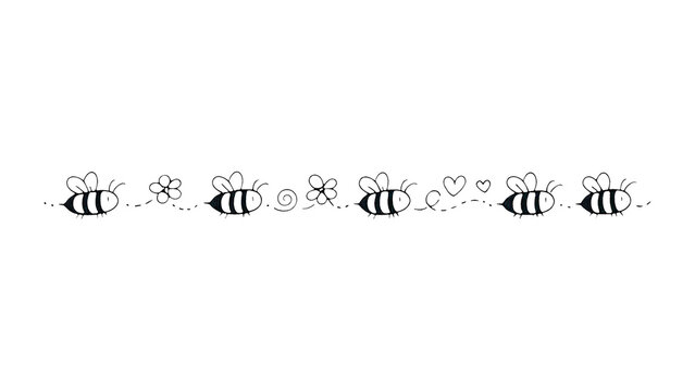 PNG Cute bees with heart trail