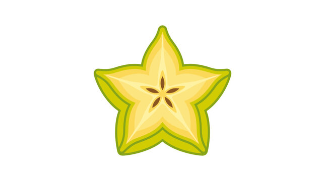 Fresh organic starfruit carambola fruit flat vector illustration design
