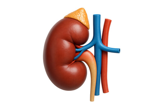 Human kidney anatomy illustration isolated on transparent background