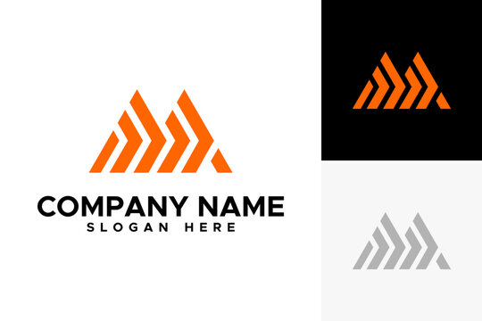 Abstract Letter M Logo Vector with Geometric Chevron Shapes in Modern Minimal Style