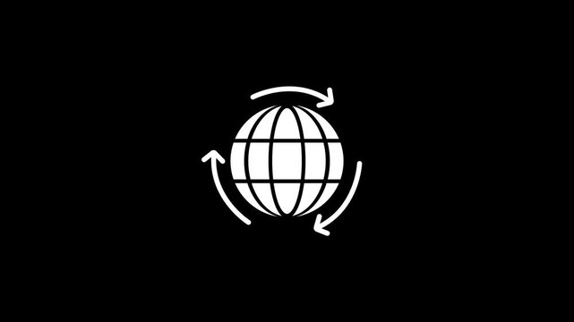 Animated interchange white line icon. Internet communication. Loop HD video with chroma key, alpha channel on transparent background, black solid background. Outline motion graphic animation