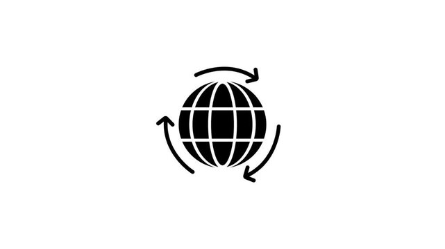 Animated interchange white line icon. Internet communication. Loop HD video with chroma key, alpha channel on transparent background, black solid background. Outline motion graphic animation
