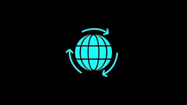 Animated interchange white line icon. Internet communication. Loop HD video with chroma key, alpha channel on transparent background, black solid background. Outline motion graphic animation