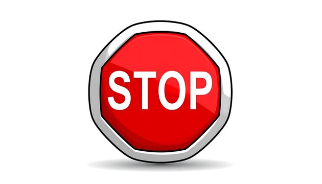 Red octagonal stop sign on white background.