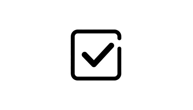 Black check mark symbol on white background.
