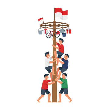 Indonesian independence day Panjat Pinang game celebration AQ