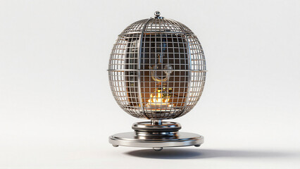 Fototapeta premium Futuristic Spherical Metal Lamp with Glowing Inner Light