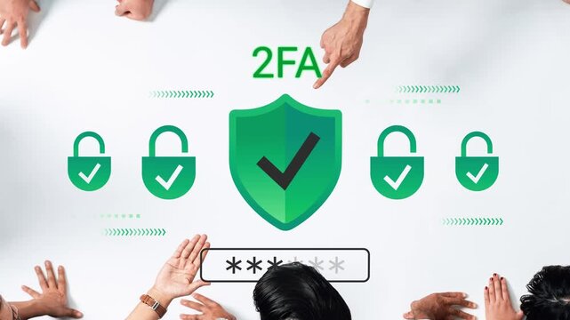 Two-Factor Authentication Concept with Digital Lock Icons and Secure Password Entry for Enhanced Online Safety and Protection Against Cyber Threats Gluon.