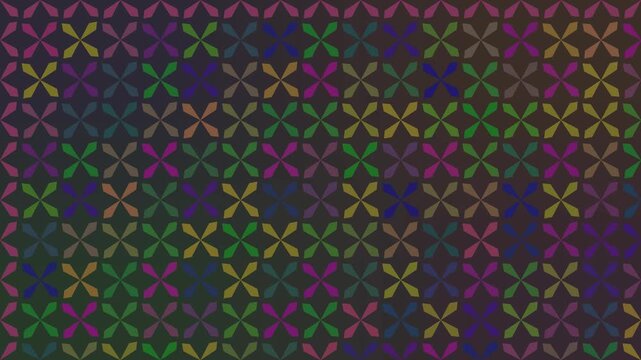 Dark Multicolor Four-Pointed Star Grid Seamless Motion Loop