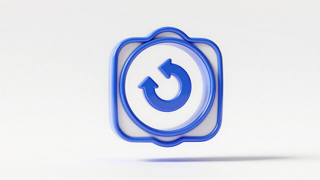 3D Blue Glossy Reload and Refresh Icon Design