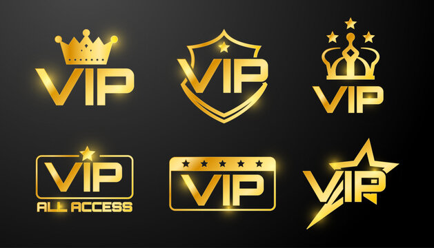 Luxury Golden VIP Badges and Exclusive Crown Premium Stamps Set