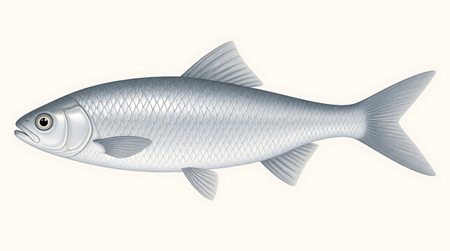 A detailed illustration of a silver herring fish isolated on a plain background.