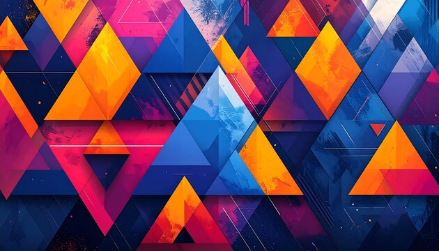 Vibrant abstract geometric background with colorful overlapping triangles