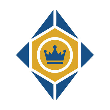 Blue and gold crown emblem
