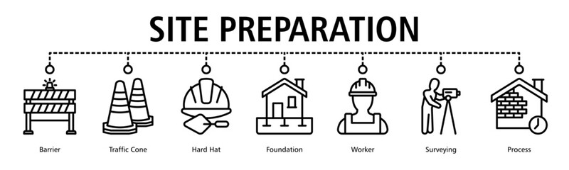 Fototapeta premium Site Preparation Web Banner web banner icon vector illustration
