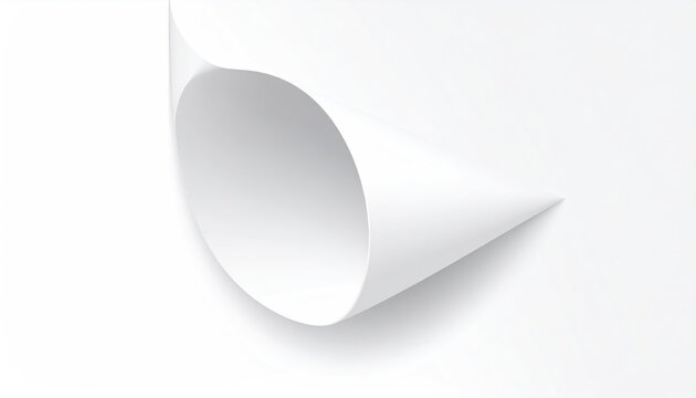 Graphic with a curled corner of a white paper, revealing the rolled inside against a plain white background with a shadow