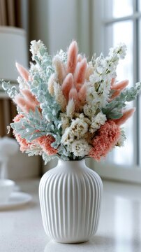 Dried Flower Bouquet in Bright Room