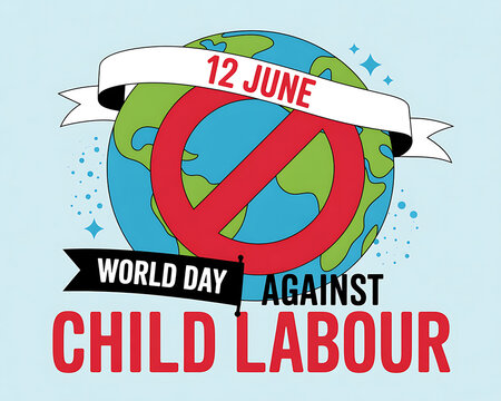 World day against child labour june 12th awareness graphic with globe protection exploitation