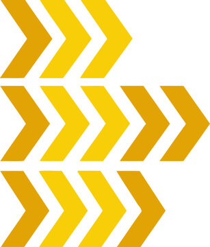 Abstract Yellow Chevron Arrow Pattern over White Background with Copy Space
