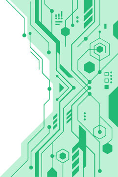 Green Abstract Technology Background with Circuit Board Lines and White Space