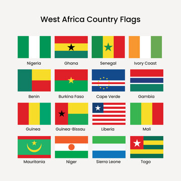 West African country flags collection vector elements