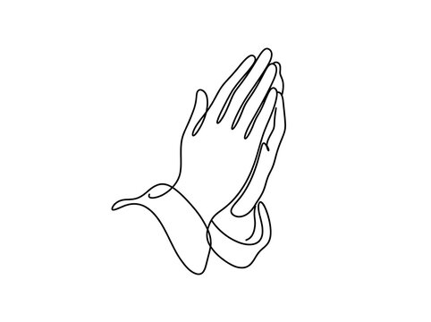 Line art hands in prayer pose simple illustration