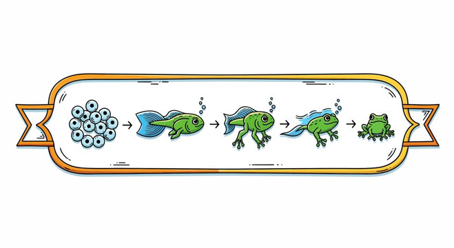 Frog evolution stages, from eggs to adult