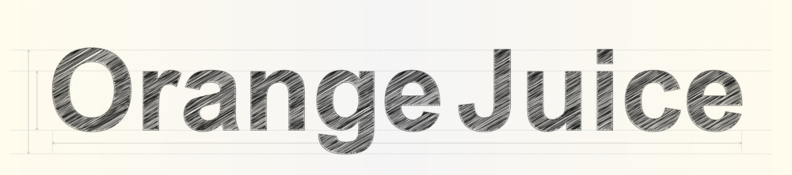 Artistic word art display reading Orange Juice in a textured pencil sketch style with lines