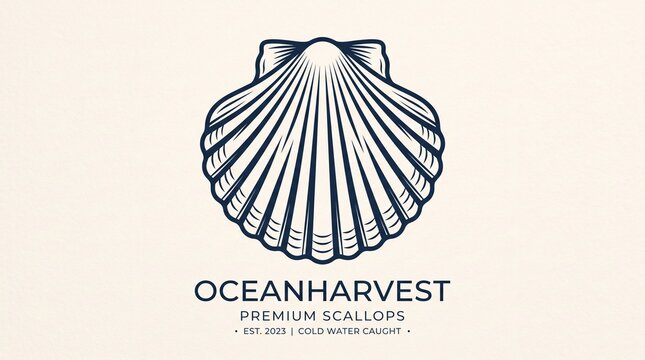 Minimalist Scallop Shell Vector Logo Design For Premium Seafood Branding