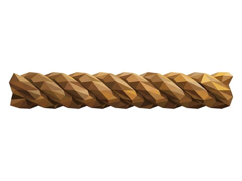 Twisted fiber rope segment isolated close up