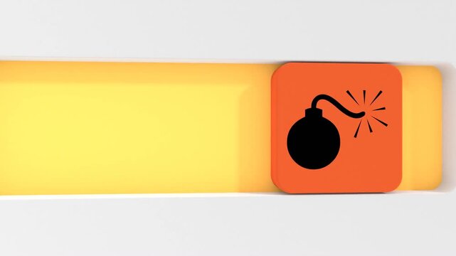 Toggle switch button with black bomb icon designs with fuses.