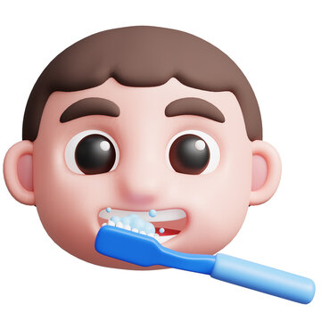 child brushing teeth 3d illustration