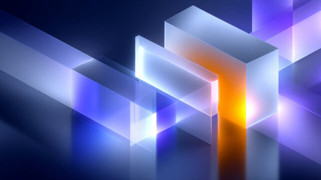 A glowing geometric cuboid