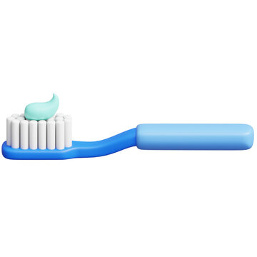 toothbrush with toothpaste 3d illustration