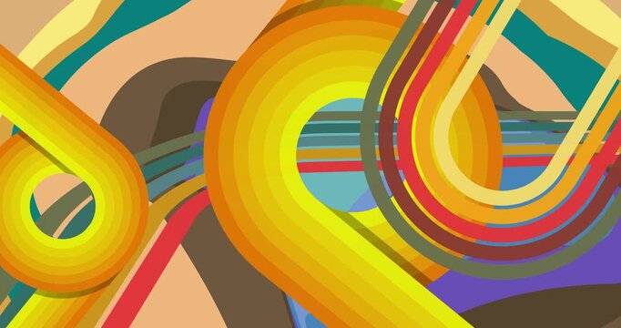 Retro 70s Background animation with Groovy 1970s art video. Minimalistic Vintage design, old-fashioned color artwork.