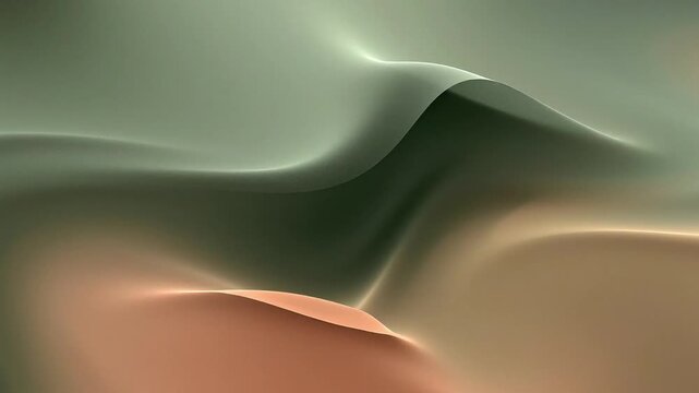 Abstract sage green and beige fluid gradient motion graphics video loop background.