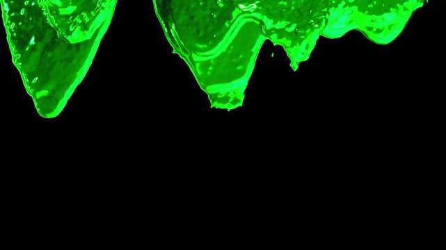 Abstract green slime dripping down creating wavy texture and liquid