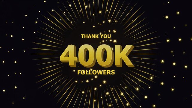 400K Followers Milestone Celebration with Golden Stars and Rays