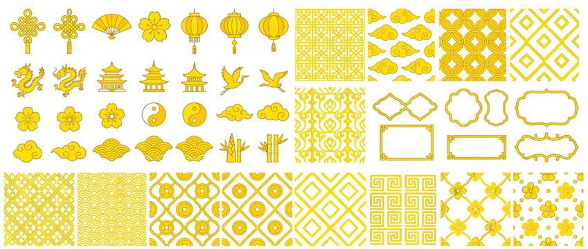 Golden Eastern Ornaments and Patterns Collection