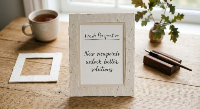 Handmade Paper Photo Frame Displaying Motivational Text For Fresh Perspectives