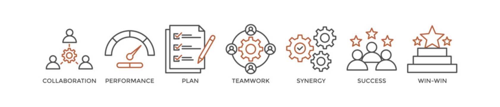 Partnership banner web icon vector illustration concept with icon of collaboration, performance, plan, teamwork, synergy, success and win-win solution