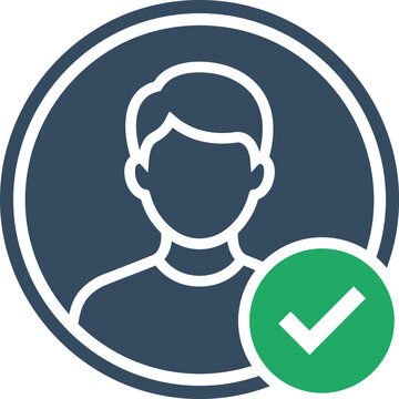 User profile icon with a green check mark indicating verified or approved status.