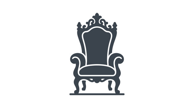 A detailed silhouette icon of a vintage royal throne chair.