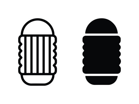 Schrader Valve Cap Icon Set Black and White Outline Design