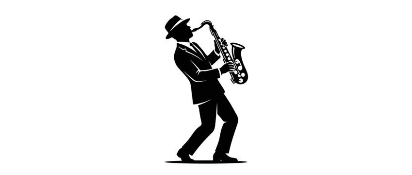 Silhouette Musician Playing Saxophone