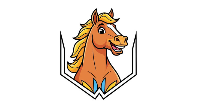 cartoon horse head with shield