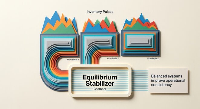 Layered Paper Craft Visualizing Data Flow and Inventory Pulses