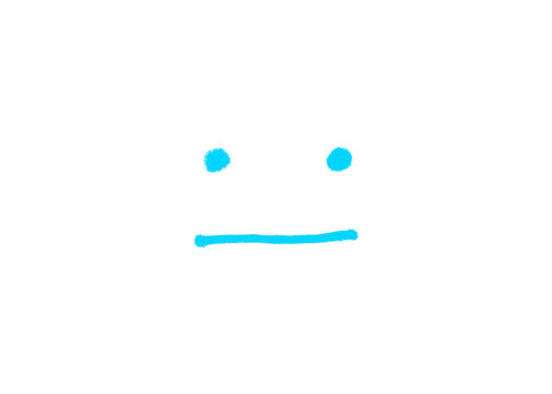 Minimalist blue hand-drawn line art of a neutral flat face expression with expression minimalist illustration isolated background unimpressed character creative abstract straight minimalism